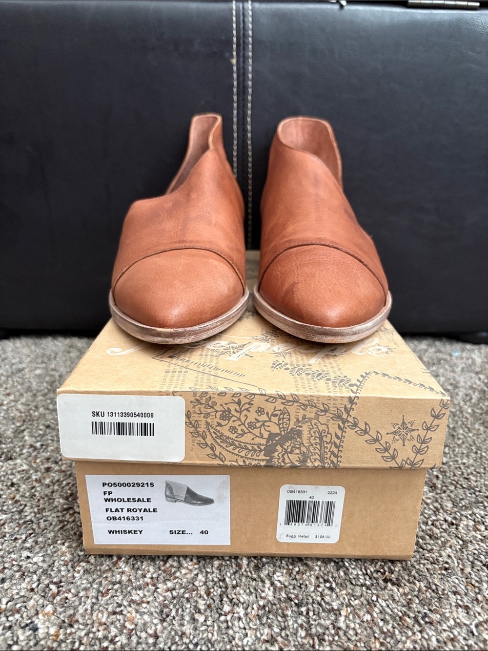 Free People Whiskey Leather Slip-On Flats